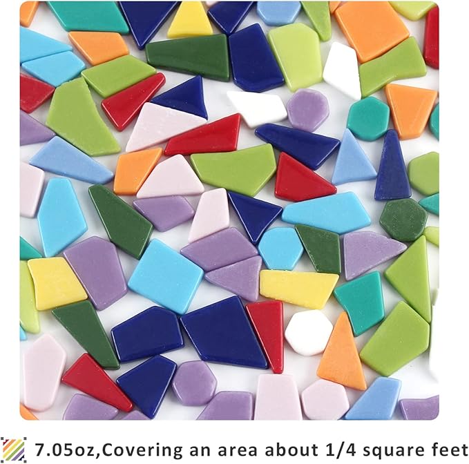 Youway Style Glass Mosaic Tiles for Crafts Bulk,200g Broken Mosaic Glass Pieces for Garden Mosaic Crafts,DIY Mosaic Supplies,Holiday & Spring Mosaic Decorations