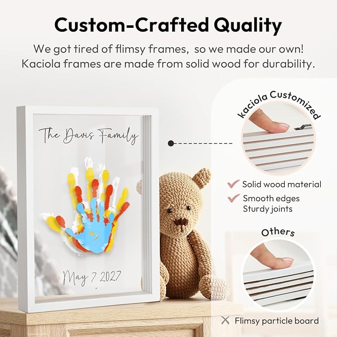 Kaciola Family Handprint Kit, DIY Newborn Keepsake Frame, Baby Hand and Footprint Kit, Unique New Baby Gift for Mothers Day Crafts Anniversary (White)