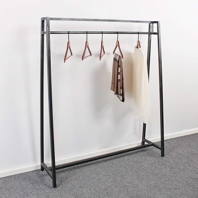 MBQQ Moden Metal Clothes Rack with Clothing Hanging Rack Organizer for Laundry Drying Display Racks Garment Racks,Retro Black