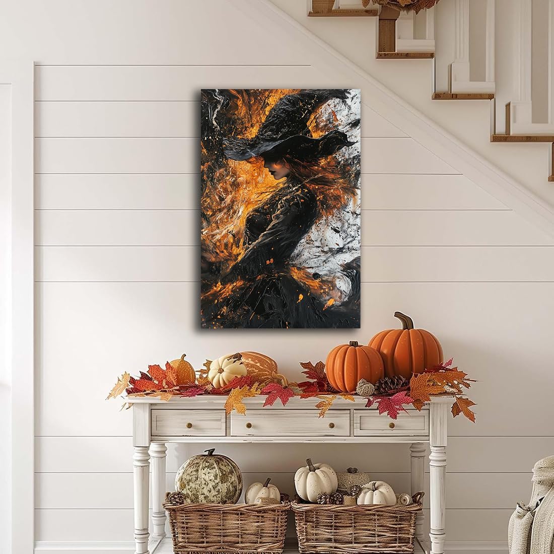 Witch Canvas Poster Print, Dark Academic Picture Wall Decor, Modern Fashion Aesthetic Abstract Witchcraft Halloween Wall Art For Bedroom Living Room Hallway Decoration,24"x36" Unframed