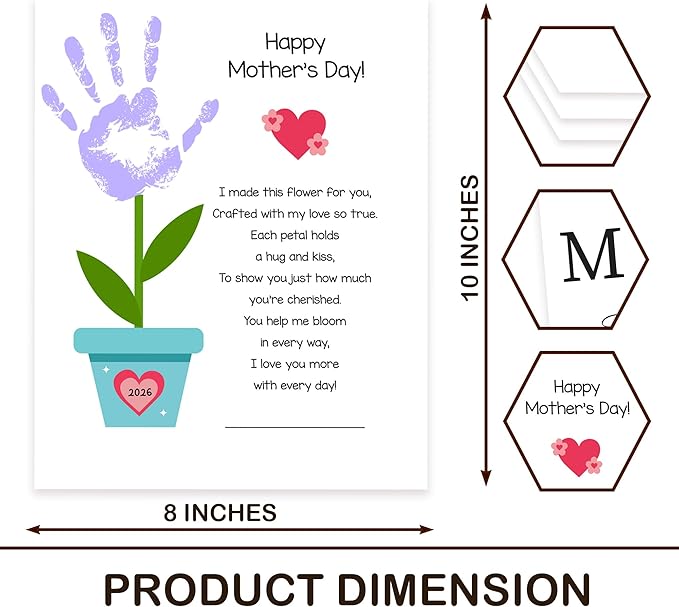DIY Mothers Day Gifts from Kids Daughter, Pack 3 Mother’s Day Handprint Art Craft DIY Gift, Floral Bouquet Keepsake, Best Mom Ever Gifts, Meaningful Personalized Gift for Mom, Grandma from Daughter Son