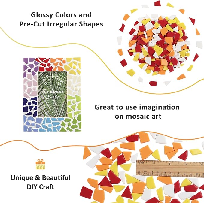 Youway Style Red Glass Mosaic Tiles for Crafts Bulk,200g Broken Glass Pieces for Autumn Mosaic Art Crafts,Garden Mosaic Supplies (Mixed Red)