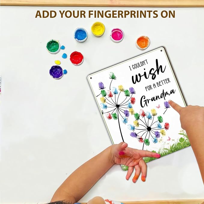 Dandelion DIY Custom Mothers Day Gift For Grandma Fingerprint Sign, Finger Prints Grandma Craft for Baby, First Mothers Day For Grandma, Memory Keepsake Kids Activity PreK Preschool (Wish Grandma) -26