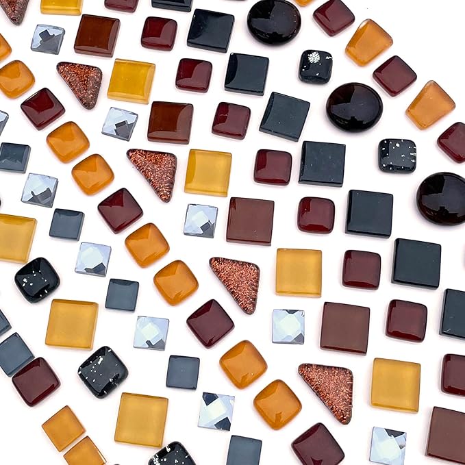 LITMIND 1.1LB Coffee Blend Irregular Crystal Glass Mosaic Tiles for Crafts - Perfect for Mosaic Art Projects, Puzzles, and Home Décor