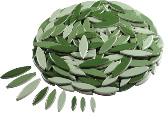 VerzTile Mosaic Tiles for Crafts - Petal Shaped Ceramic Tile Craft Hobbies & Art Projects 39 Color Options Endless Creativity DIY Design (Dark Green Mix)