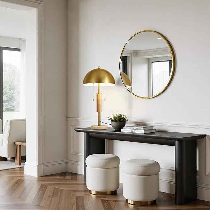 KAISITE 24" Modern Table Lamp for Living Room Gold Metal Nightstand Lamp with High-Grade Decorative Travertine Mid Century Table Lamp for Bedroom Side Table Bedside End Table