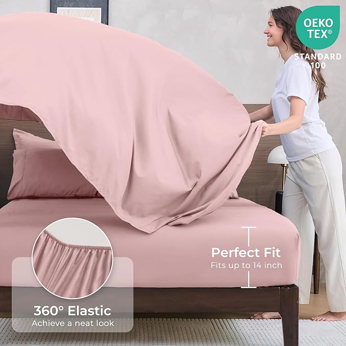 HEVUMYI Dusty Pink Full Comforter Set - 7-Piece All Season Bed in a Bag Full, Ultra Soft Bedding Set with Comforter, Flat Sheet, Fitted Sheet, Pillowcases, Pillow Shams