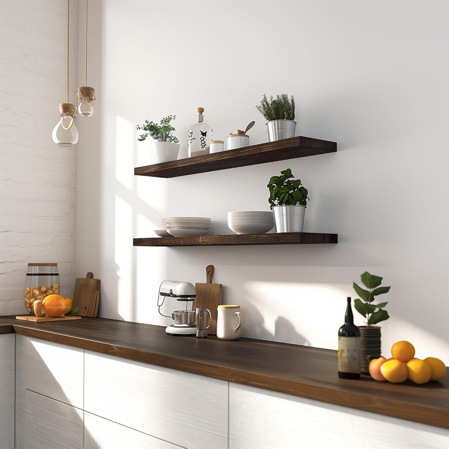36 Inch Floating Shelves for Wall Rustic Brown Wood Wall Shelves for Bedroom Set of 4 - Décor Diaries