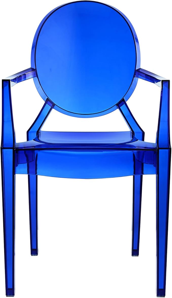 Modway EEI-121-BLU Casper Modern Acrylic Stacking Kitchen and Dining Room Arm Chair in Blue - Fully Assembled