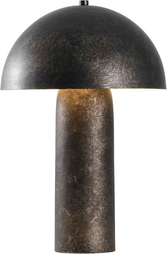 SAFAVIEH Lighting Collection Industrial Kenny Antique Black 21-inch Mushroom Table Lamp for Bedroom, Living Room, Home Office, Desk, Nightstand (LED Bulb Included)