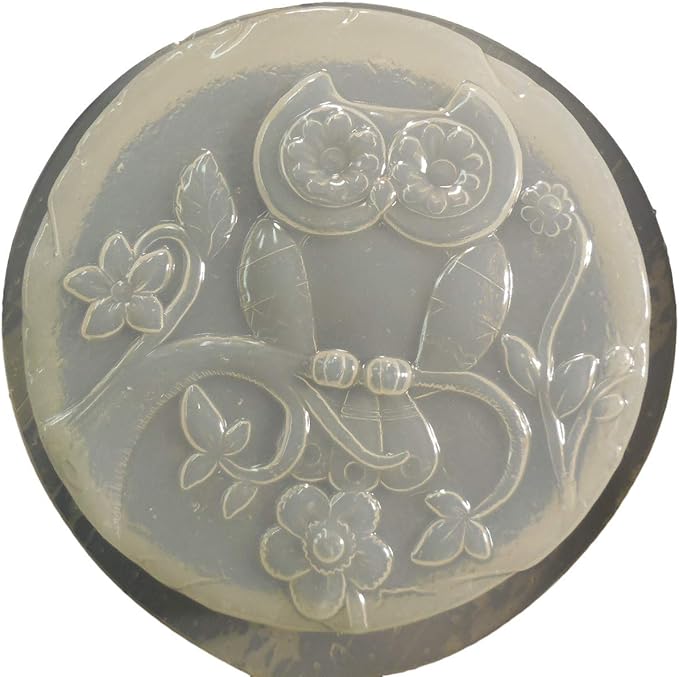 7 inch Round Owl on Branch Plastic Craft Mold use Concrete or Cement for Making Stepping Stones 1342