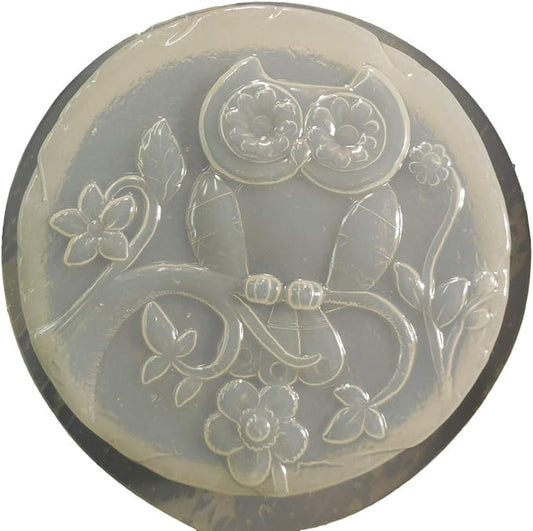 7 inch Round Owl on Branch Plastic Craft Mold use Concrete or Cement for Making Stepping Stones 1342