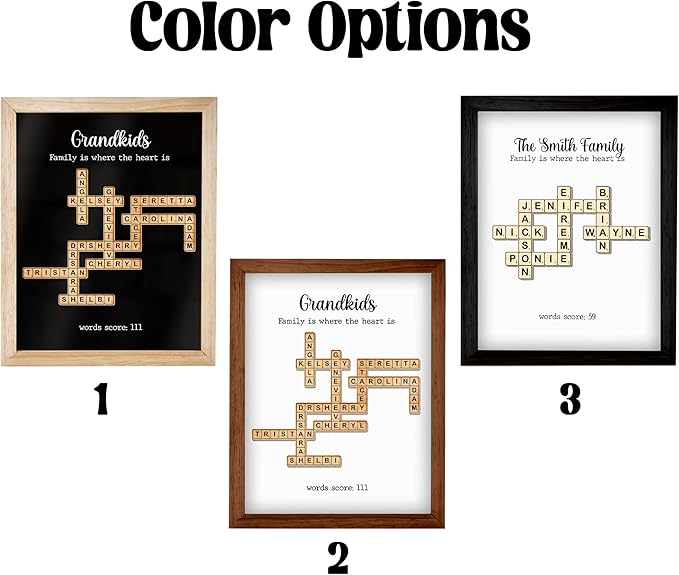 Personalized Crossword Family Name Wall Art Decor Living Room Customized Family Letter Title Name Puzzle for Gift for Lovers, Valentine's Day, Christmas, Birthday, Anniversary Scrabble Wooden Frame
