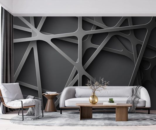 -3D Black Abstract Geometric Wallpaper Bedroom Living Room 140" x 91" (Not Peel and Stick)