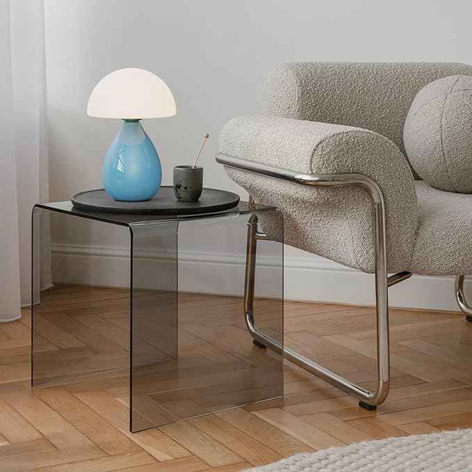 Mushroom Lamp, Vintage Small Table Lamp for Bedroom, Ice Crack Ceramic LED Night Light for Kids, Mid Century Modern Bedside Lamp for Nightstand, Living Room, Home Decor Gift Ideas for Women, Blue