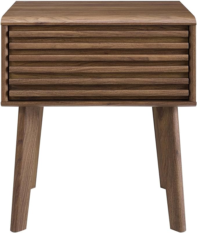 Modway Render Mid-Century Modern End Table or Nightstand in Walnut