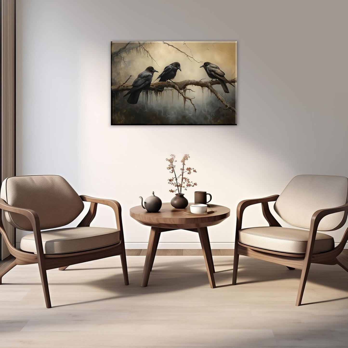 OAAPITI Halloween Decor Vintage Crow Wall Art Retro Art Poster Creepy Raven Picture Print Horrid Cemetery Painting Artwork Home Wall Decor(Artwork-4,24"x36")