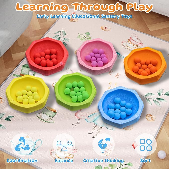 Stepping Stones for Kids – 6 pcs EPP Balance Sensory Kids Stepping Stones for Toddlers 1-3 for Indoor Outdoor Activity Promoting Toddler's Balance and Coordination Skills