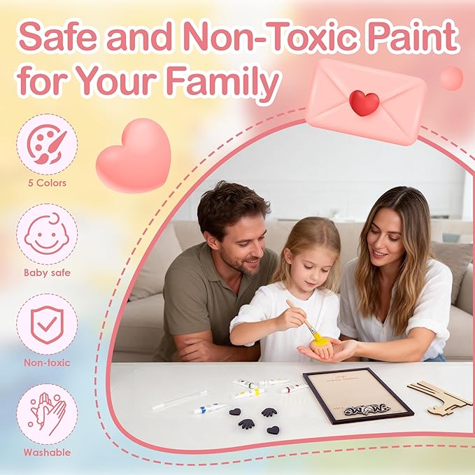 Mothers Day Gifts from Kids, DIY Handprint Craft Kit with 5 Non-Toxic Paint, Wooden Family Keepsake Frame with Kids Names, Hands Down Best Mom Ever Sign, Mothers Day Gift from Son Daughter