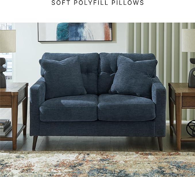 Signature Design by Ashley Bixler Classic Tufted Loveseat with Removable Cushions, Blue