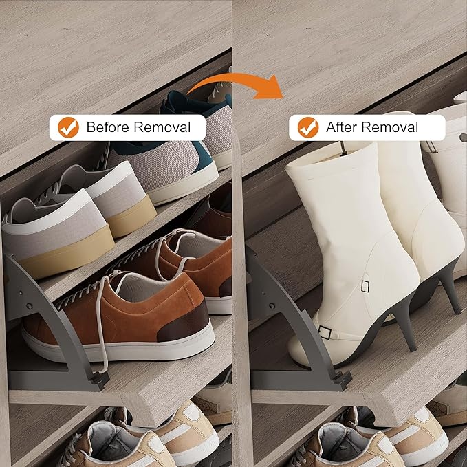 GarveeHome Shoe Cabinet with 6 Flip Drawers, Wooden Shoe Organizer Cabinet with Adjustable Shelf, Shoe Storage for Entryway, Hidden Shoe Cabinet for Hallway, Living Room, Grey