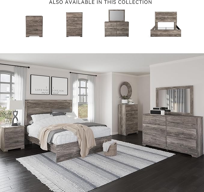 Signature Design by Ashley Ralinksi Rustic 2 Drawer Nightstand, 24.41" Tall, Gray
