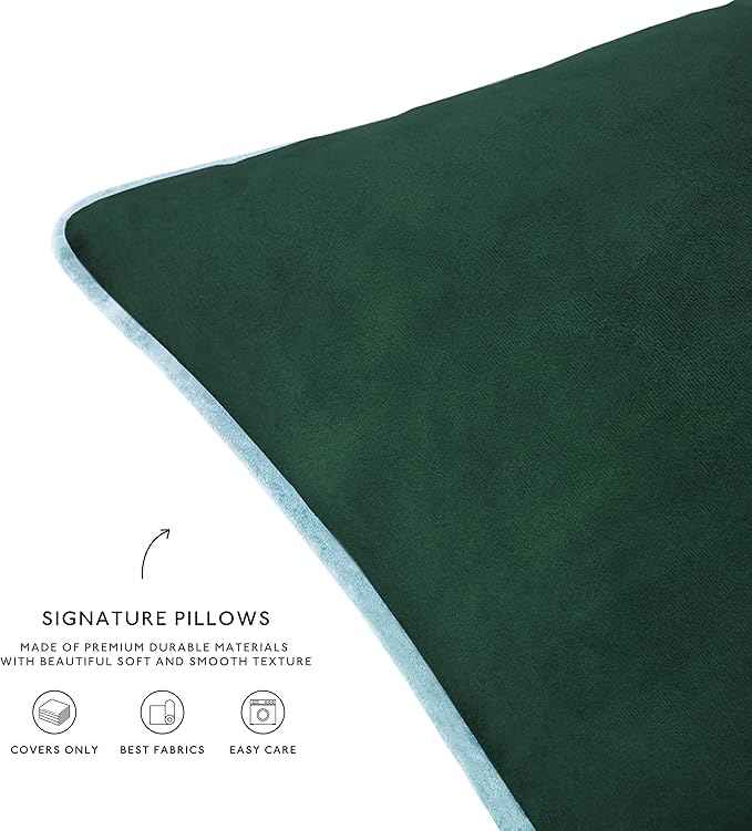 MONDAY MOOSE Decorative Throw Pillow Covers Cushion Cases, Set of 4 Soft Velvet Modern Double-Sided Designs, Mix and Match for Home Decor, Pillow Inserts Not Included (20x20 inch, Orange/Green)