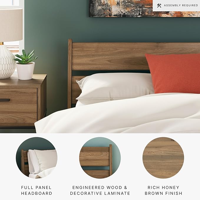 Signature Design by Ashley Deanlow Rustic Panel Headboard, Full, Light Brown