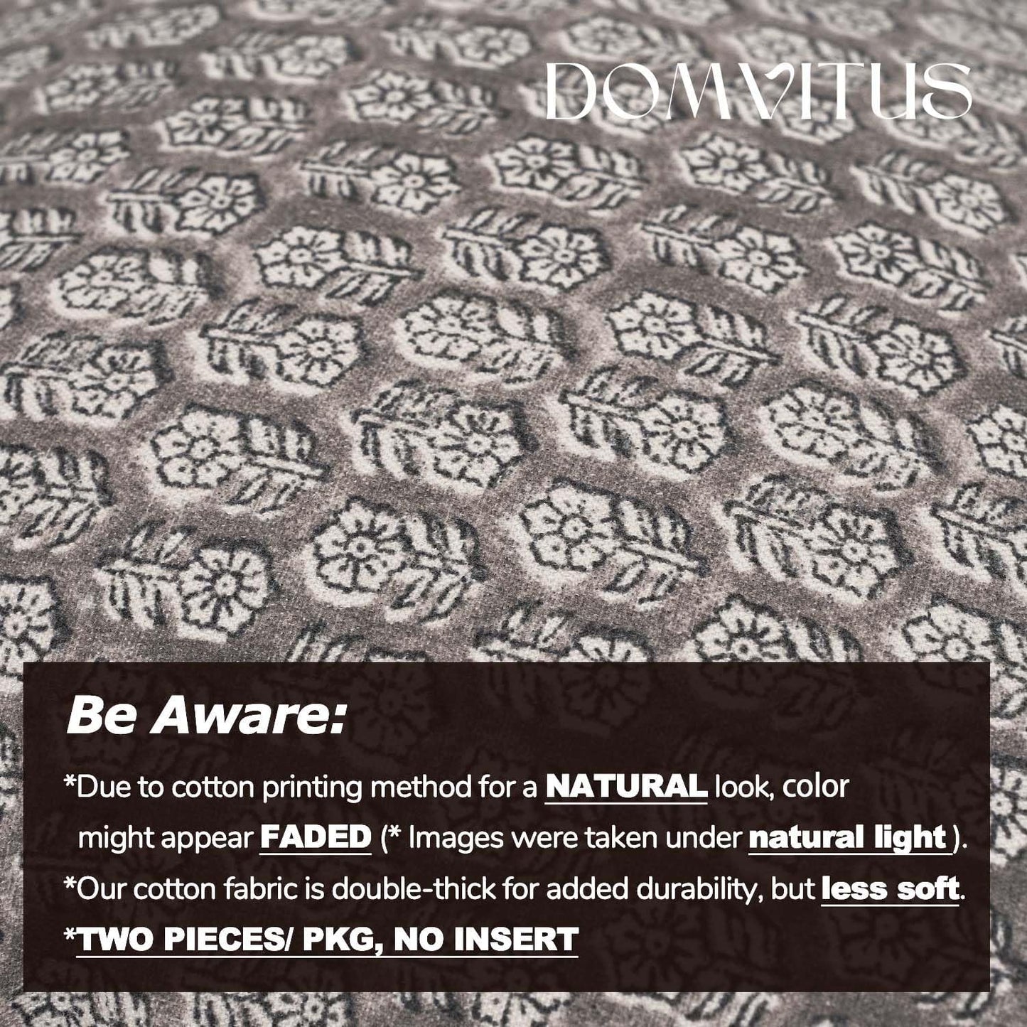 DOMVITUS Floral Pillow Covers Set of 2, Throw Pillow Covers 18x18, Floral Print Neutral Accent Decorative Pillow Covers for Living Room, Bed, Light Taupe