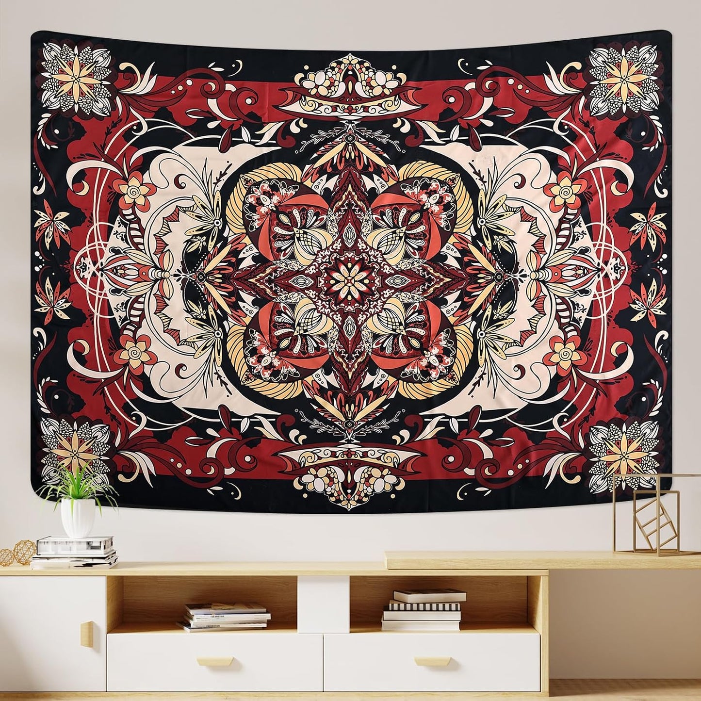 CHDGDHC Mandala Tapestry - Moth Wall Hanging, UV Resistant, Machine Washable, Lightweight, Psychedelic Bedroom Aesthetic Decor for Bedroom, Living Room, Yoga Room - 79.92x59.84 Inch