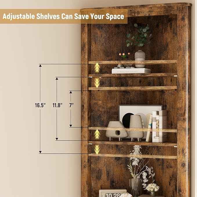 69'' Tall Narrow Storage Cabinet with Adjustable Shelf and Door, Bathroom Storage Cabinet, Space Saver for Bathroom, Kitchen, Living Room, Dark Brown