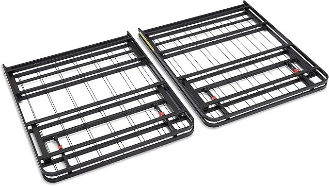 Amazon Basics Bed Frame with Storage, Foldable Metal Platform, Sturdy Steel, No Box Spring Needed, 14 inches High, Tool-Free Easy Assembly, Noise-Free, King Size, Black