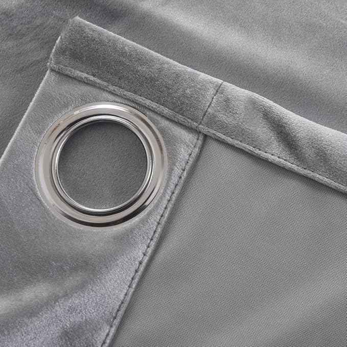Cherry Home Super Soft Luxury Velvet Smoky Gray Classic Light Blocking Drapes Curtains Panels Home Theater Grommet Drapes Eyelet 52Wx108L inch Light Grey,2 Panels