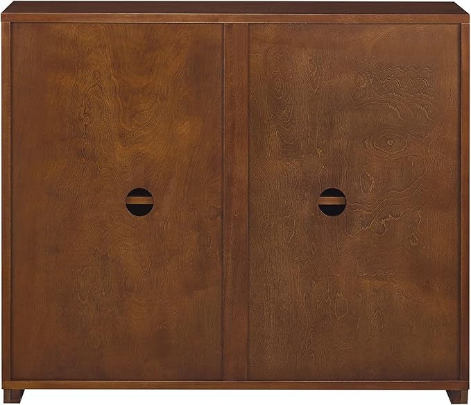 Ball & Cast 39″ Narrow Sideboard Cabinet with 2 Doors and 2 Outlet Holes, Mid Century Modern Credenza & Buffet Storage Cabinet for Living Room, Entryway,Kitchen Coffee Bar & Hallway, Walnut