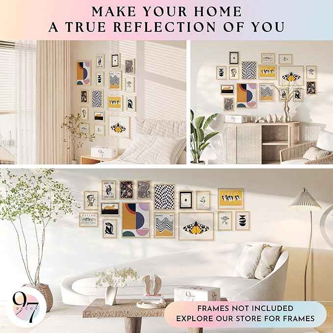 97 Decor LARGE 11x14 Vintage Eclectic Wall Art Prints - Large Eclectic Prints For Wall Decor, Unique Funky Aesthetic Pictures, Maximalist Decoration Mid Century Modern Gallery For Home (Unframed)