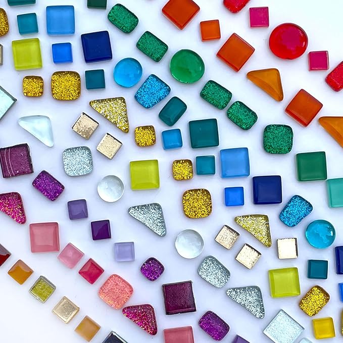 LITMIND 1.1LB Assorted Colors Irregular Crystal Glass Mosaic Tiles - Perfect for Art Crafts, Mosaic Making Projects, Home Decor, and More