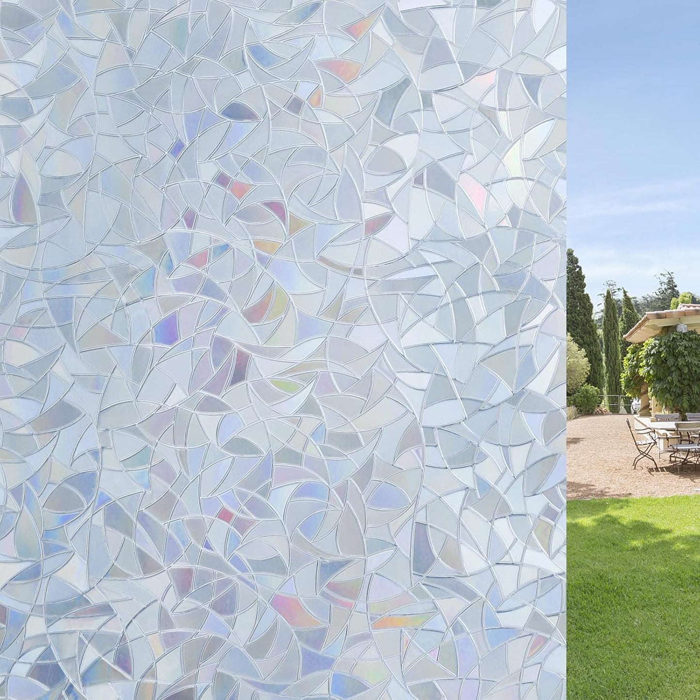 DOWELL One Way Window Film Daytime Privacy, Static Cling Window Tinting Film for Home, Decorative Stained Glass Stickers Heat Control Door Decal Clings, Grayish Silver, 17.5x118.1 inches