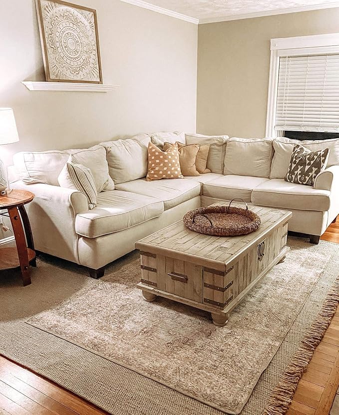 Signature Design by Ashley Carynhurst Lift Top Rustic Farmhouse Cocktail Table, Antique Off White
