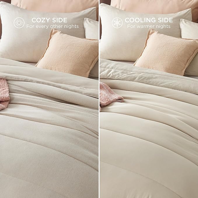 Bedsure King Comforter Set - Cooling and Warm Bed Set, Linen Reversible Bedding for All Season, 3 Pieces, 1 King Size Comforter (102"x90") and 2 Pillow Cases (20"x36")