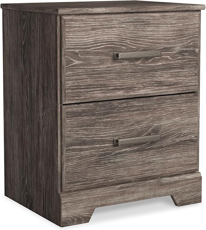 Signature Design by Ashley Ralinksi Rustic 2 Drawer Nightstand, 24.41" Tall, Gray