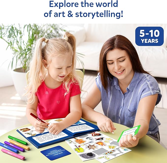 Skillmatics Storybook Art Kit - Create Adventure Stories, DIY Craft & Writing Kit with 300+ Stickers, Scrapbooking & Journal Activity, Gifts for Kids Ages 5, 6, 7, 8, 9, 10
