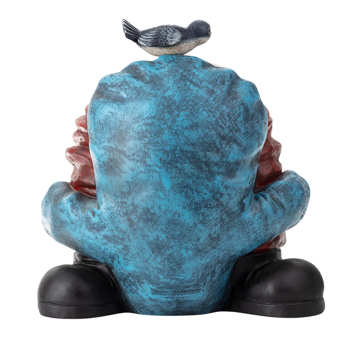 22" Tall Outdoor Mooning "Welcome" Gnome Statue with Bird Figurine