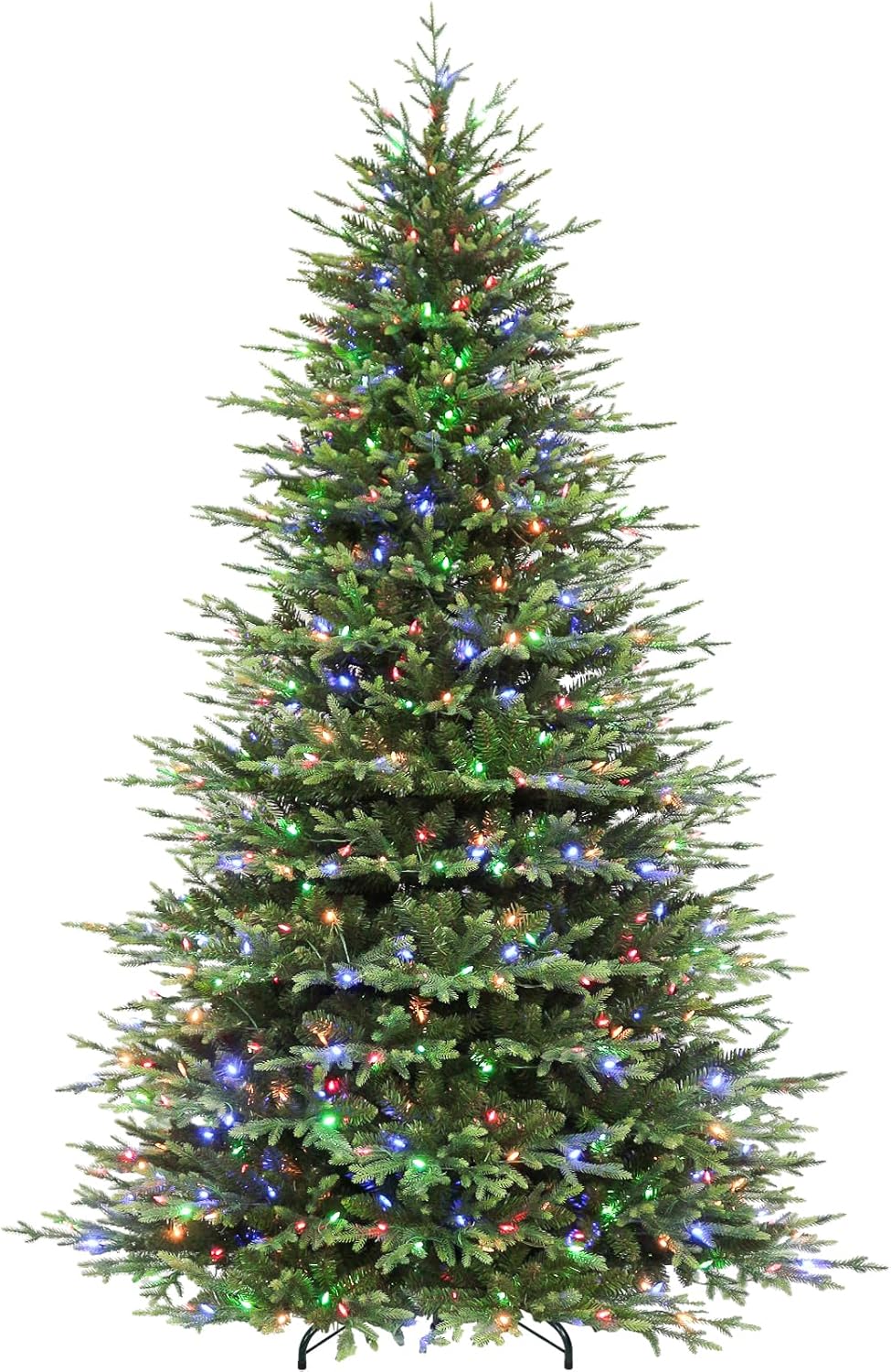 Hykolity 9 ft Prelit Christmas Tree, 5149 PE&PVC Branch Tips, Frasier Grande Artificial Christmas Tree with 600 Color Changing Twinkling LED Lights, Metal Stand and Hinged Branches, 10 Modes