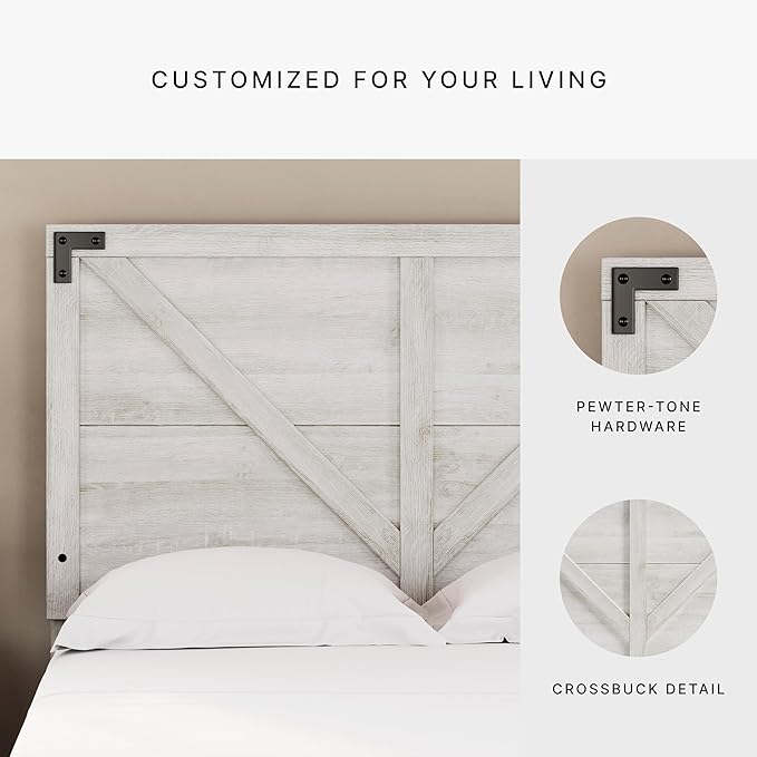 Signature Design by Ashley Shawburn Modern Farmhouse Headboard, Full, Whitewash