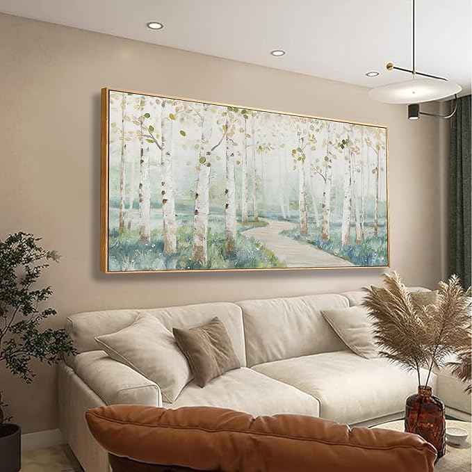 Modern Natural Landscape Canvas Wall Art Decor Home Decor Wall Art Prints Colorful Forest Path Framed Landscape Wall Art Decorations for Living Room Wall Bedroom Kitchen Office Decor 24"×48"