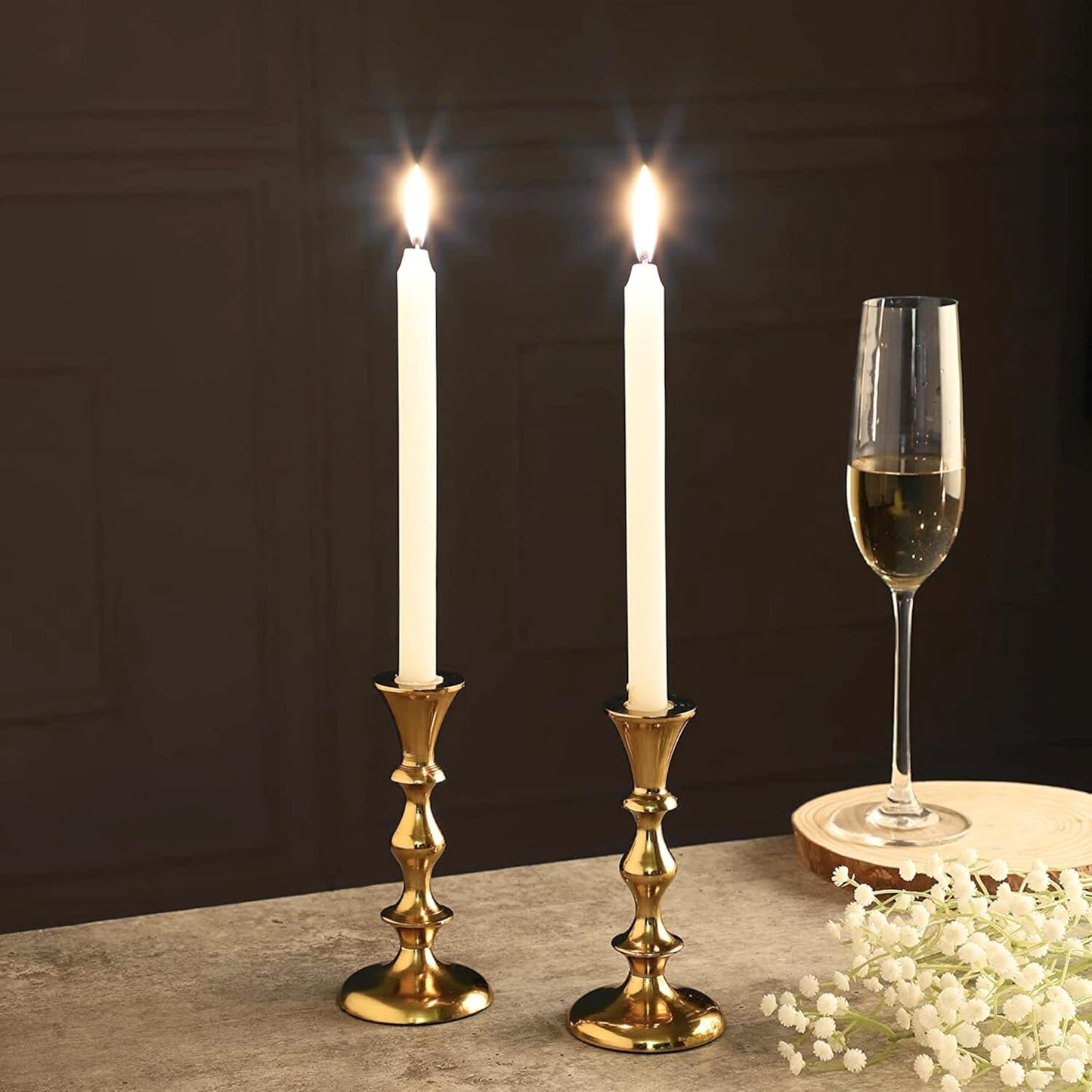 Rely+ Gold Candle Holders Set of 2 Decorative Centerpiece Table Candlesticks Holders for Taper Candles Home Decor Easter Candle Holders for Dinner Party Wedding Decorations