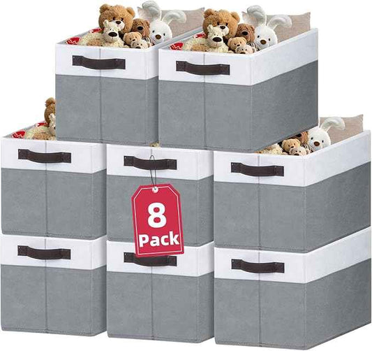 Criusia 8 Pack Closet Organizers and Storage Bins - Extra Large Storage Baskets for Organizing - Clothes Storage Bins for Shelves -Foldable Organizer Bins Totes for Toy Blanket, Dorm Room Essentials