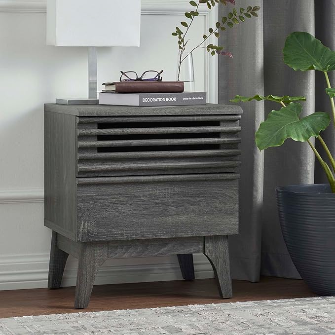 Modway Render Mid-Century Modern, Nightstand, Charcoal
