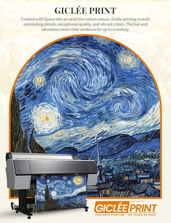 DECORARTS - Starry Night, Vincent Van Gogh Art Reproduction. Giclee Canvas Prints Wall Art for Home Decor 30x24