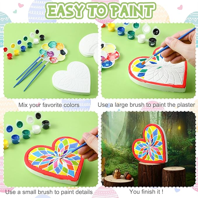 RoundFunny 10 Pack Spring Flower Paint Your Own Stones for Adult DIY Ceramic Butterfly Turtle Ladybug Stepping Stones Painting Craft Kits Painting Supplies Garden Outdoor Stone Art Gifts